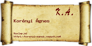 Korényi Ágnes névjegykártya